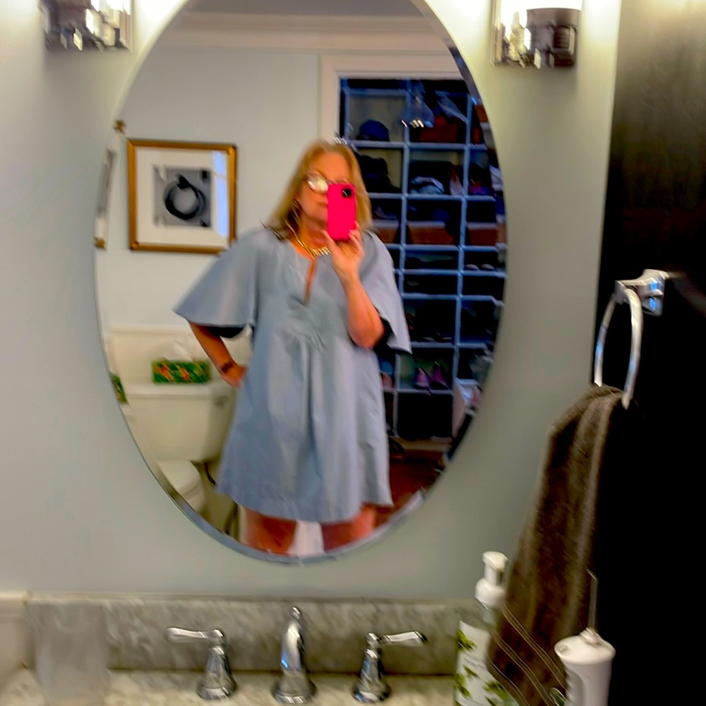 Tuckernuck Pomender place gray blue dress with pockets